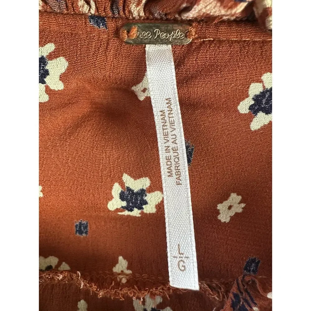 Free People Calico Skies Midi Dress Ruffle Button Boho Cottagecore Western Large - Picture 10 of 16